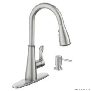 Moen Hadley Pull-Down Kitchen Faucet with Soap Dispenser & Spot Resistant Stainless