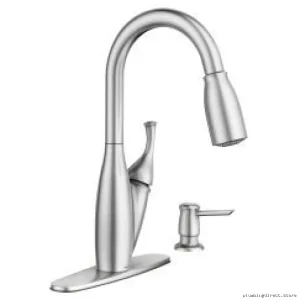 Moen 87032SRS Kendall Stainless Kitchen Faucet with Pulldown Spray & Soap Dispenser