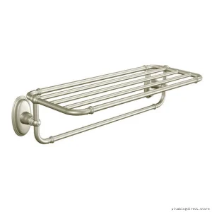Moen Kingsley Brushed Nickel Towel Rack - Bathroom Storage Shelf YB5494BN