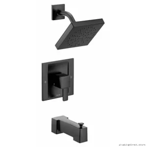 Moen 90-Degree Matte Black Tub & Shower Trim | Posi-Temp Adjustable Temperature Control