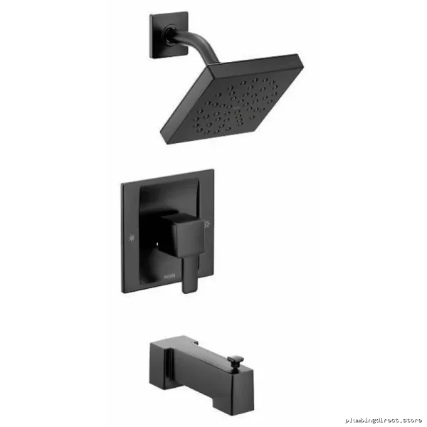 Moen 90-Degree Matte Black Tub & Shower Trim | Posi-Temp Adjustable Temperature Control