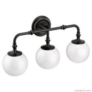 Moen Matte Black 3-Light Wall Sconce Modern Globe Fixture YB0563BL