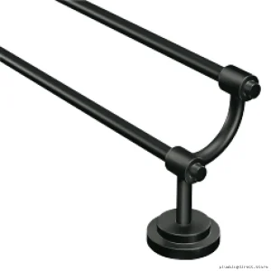 Moen Matte Black Double Towel Bar 24 Inch Bathroom Hardware DN0722BL