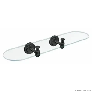 Moen Matte Black Glass Bathroom Shelf DN0790BL - Premium Shower Organizer