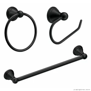 Moen Matte Black Preston Towel Ring - Modern Bathroom Hardware DN8486BL