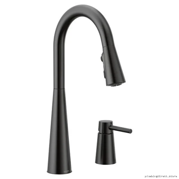 Moen Matte Black Pull-Down Spray Kitchen Faucet 7871BL - Modern Design
