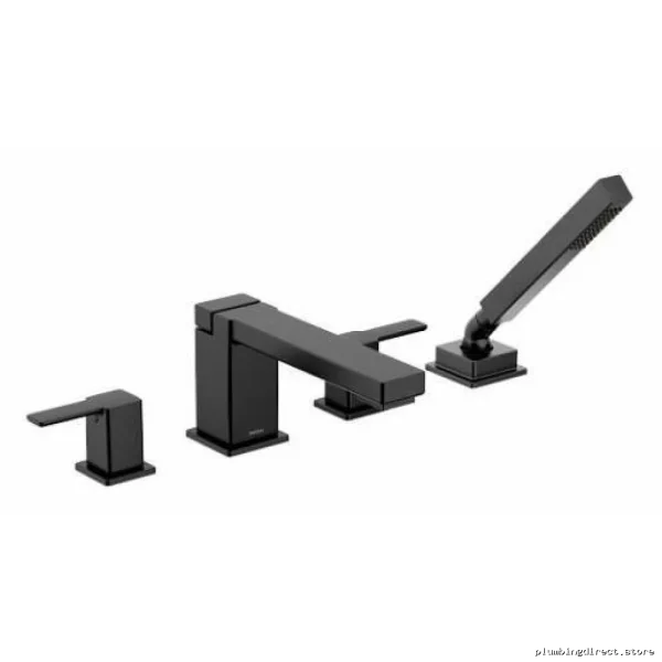 Moen Matte Black Roman Tub Faucet with 4-Hole Trim and Hand Shower