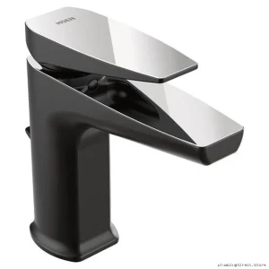 Moen Matte Black Single Hole Bathroom Faucet with Chrome Accents S8000BLC
