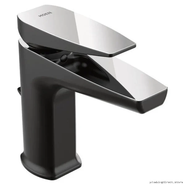 Moen Matte Black Single Hole Bathroom Faucet with Chrome Accents S8000BLC