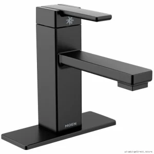 Moen Matte Black Single Hole Low Arc Bathroom Faucet 90 Degree Design