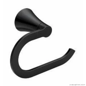 Moen Matte Black Towel Ring - Modern Bathroom Hardware Y0786BL