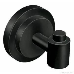 Moen Matte Black Wall-Mounted Single Robe Hook for Bathroom