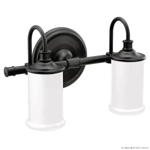 Moen Matte Black Wall Sconce with Dual Glass Globes YB6462BL