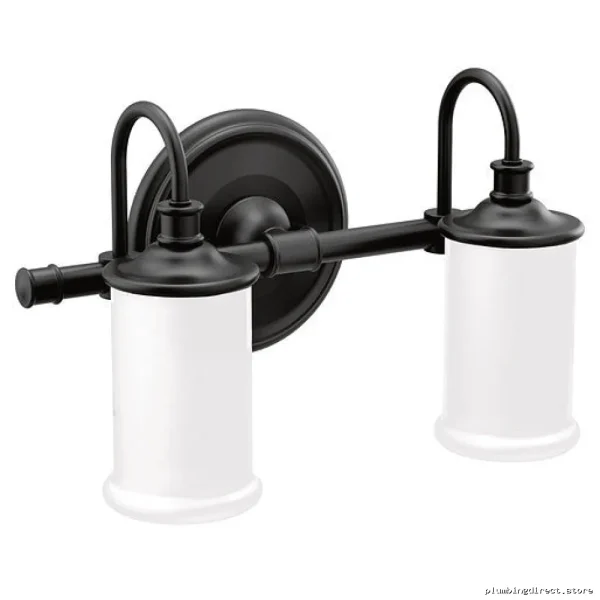 Moen Matte Black Wall Sconce with Dual Glass Globes YB6462BL