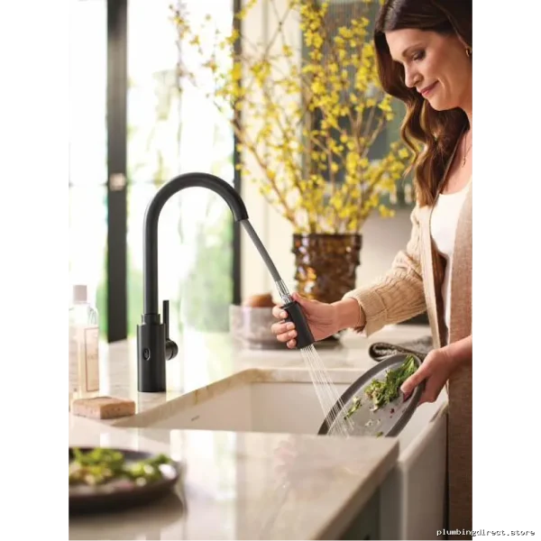 Genta LX MotionSense Wave Kitchen Faucet with Pulldown & Spray - Matte Black 7882EWBL Moen - Image 2