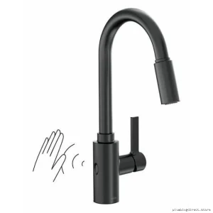Genta LX MotionSense Wave Kitchen Faucet with Pulldown & Spray - Matte Black 7882EWBL Moen