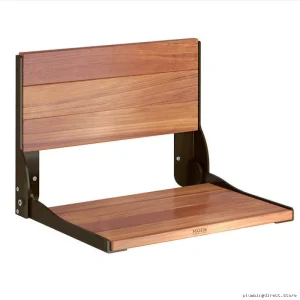 Moen Wall-Mounted Teak Fold-Down Shower Bench - Old World Bronze