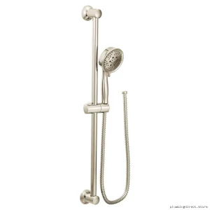 Moen 3667EPNL Polished Nickel 4-Function Hand Shower with Slide Bar - Eco-Friendly