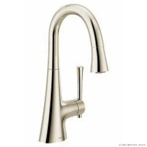 Moen Polished Nickel Bar Faucet with Hands-Free Pulldown Spray - Model 6126NL