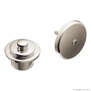 Moen T90331NL Polished Nickel Tub Drain System - Push-N-Lock Quick-Install Kit