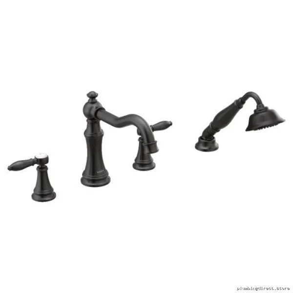 Moen TS21104BL Matte Black Roman Tub Faucet Trim Set with Handheld Shower