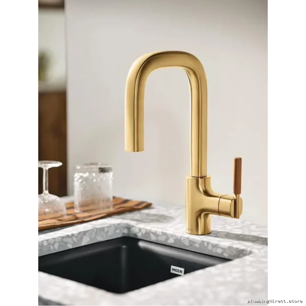 Moen S64001BG Tenon Bar Faucet with Pulldown Sprayer - Brushed Gold Finish - Image 2