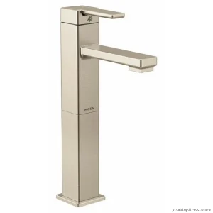 Contemporary Right-Angle Single-Hole High Arc Faucet - Moen S6712BN Brushed Nickel