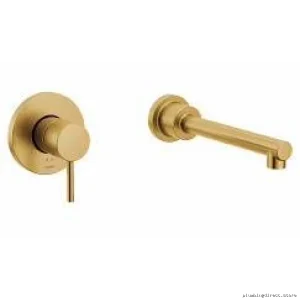 Brushed Gold Single-Handle Wall-Mount Tub Faucet Trim - Moen WT391BG