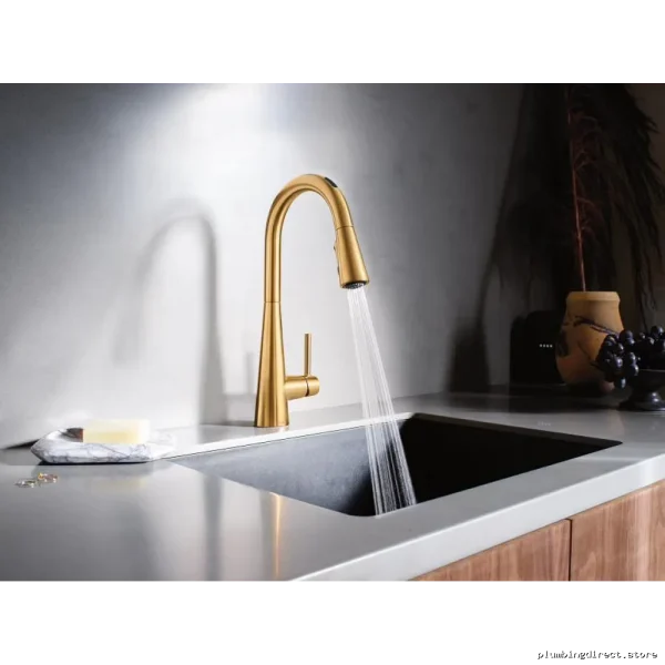 Moen Sleek U Voice-Activated Smart Kitchen Faucet with Pull-Down Spray Head - Brushed Gold 7864EVBG - Image 2