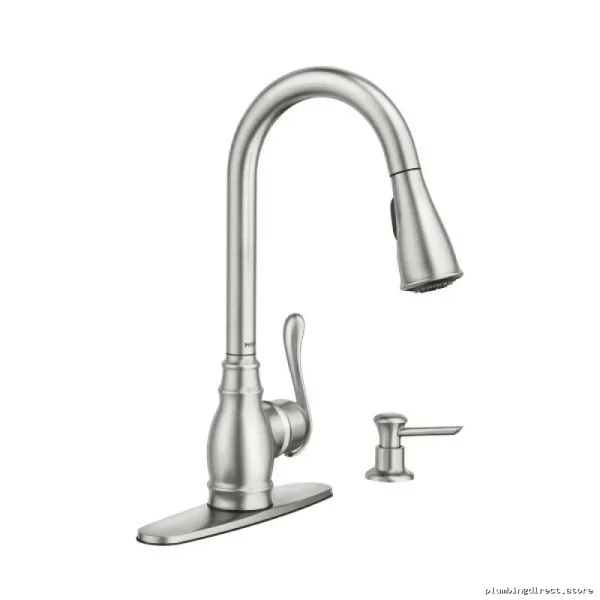 Moen Stainless Steel Kitchen Faucet with Pull Down Sprayer and Soap Dispenser