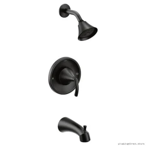 Matte Black Glyde Posi-Temp Tub & Shower Trim - Moen T2743BL