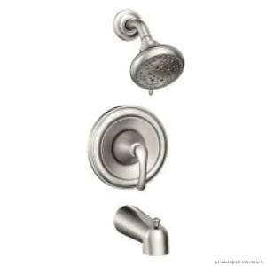 Moen Tiffin 82876SRN Tub & Shower Faucet - Posi-Temp Control + Spot-Resistant Brushed Nickel