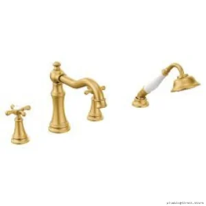 Moen TS21102BG Brushed Gold Roman Tub Faucet Trim with Handheld Shower