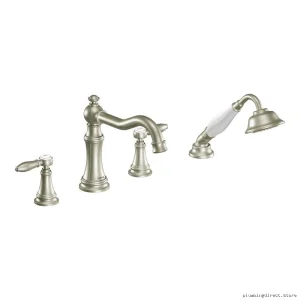 Brushed Nickel Roman Tub Faucet Kit with Handheld Shower - Moen TS21104BN