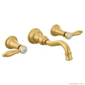Moen TS42106BG Brushed Gold Bathroom Faucet - Wall Mount, Elegant Trim Design