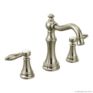 Moen TS42108NL Polished Nickel Widespread Bathroom Faucet - Elegant Design