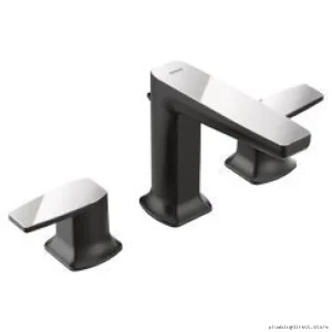 Moen TS8002BLC Via Widespread Bathroom Faucet Trim in Matte Black & Chrome Finish