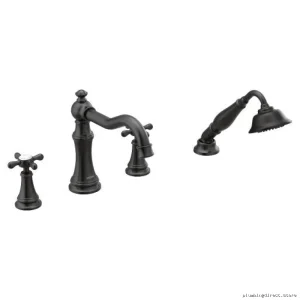 Weymouth Roman Tub Faucet Trim w/ Hand Shower - Matte Black Moen TS21102BL