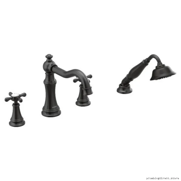 Weymouth Roman Tub Faucet Trim w/ Hand Shower - Matte Black Moen TS21102BL