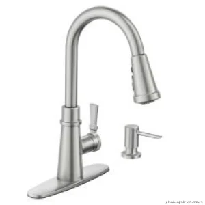 Moen Tullis 87235SRS Kitchen Faucet - Pulldown Spray & Soap Dispenser, Spot-Resistant Stainless Steel