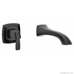 Voss Wall-Mount Tub Filler Trim - 1-Handle Matte Black Model WT691BL Moen