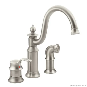 Moen Waterhill Stainless Kitchen Faucet - Spot Resist, Separate Spray S711SRS