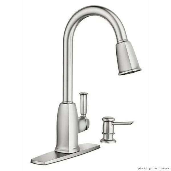 Wellsley Kitchen Faucet: Pulldown Spray + Soap Dispenser | Stainless Spot-Resistant 87022SRS Moen
