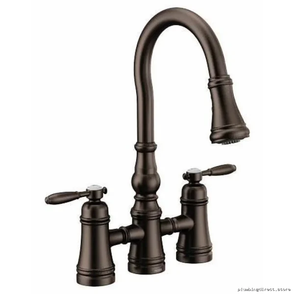 Moen Weymouth Bridge Oil Rubbed Bronze Kitchen Faucet - Pulldown Spray S73204ORB