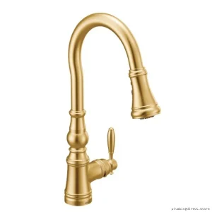 Moen Weymouth Kitchen Faucet with Hands-Free Pulldown Spray - Brushed Gold S73004BG