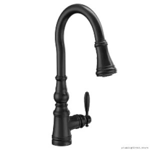 Moen Weymouth Matte Black Kitchen Faucet with Easy-Pull Spray S73004BL