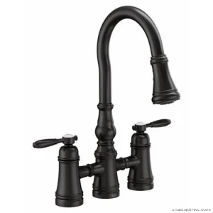 Moen Weymouth Bridge Kitchen Faucet with Pulldown Spray - Matte Black S73204BL