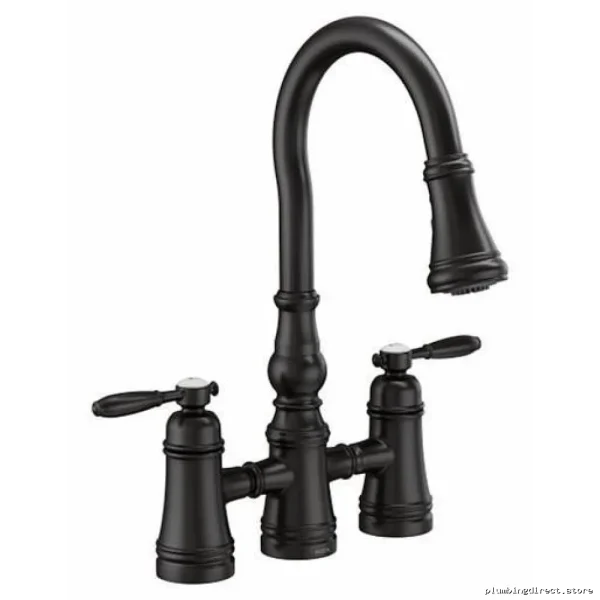 Moen Weymouth Bridge Kitchen Faucet with Pulldown Spray - Matte Black S73204BL
