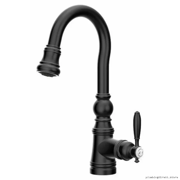 Moen Weymouth Kitchen Bar Faucet - Modern Matte Black Pulldown Spray Sink Fixture S53004BL - Image 2
