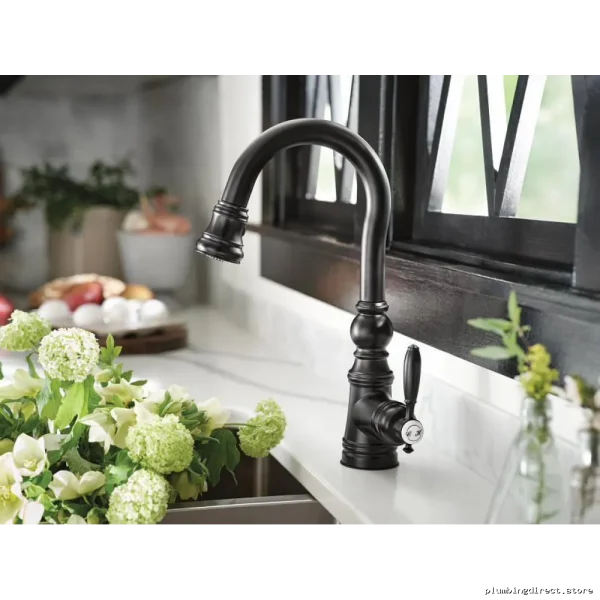 Moen Weymouth Kitchen Bar Faucet - Modern Matte Black Pulldown Spray Sink Fixture S53004BL